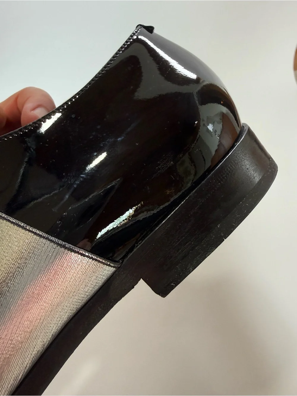 Jimmy Choo Black and Silver Patent Leather Slip-On Oxfords size 40